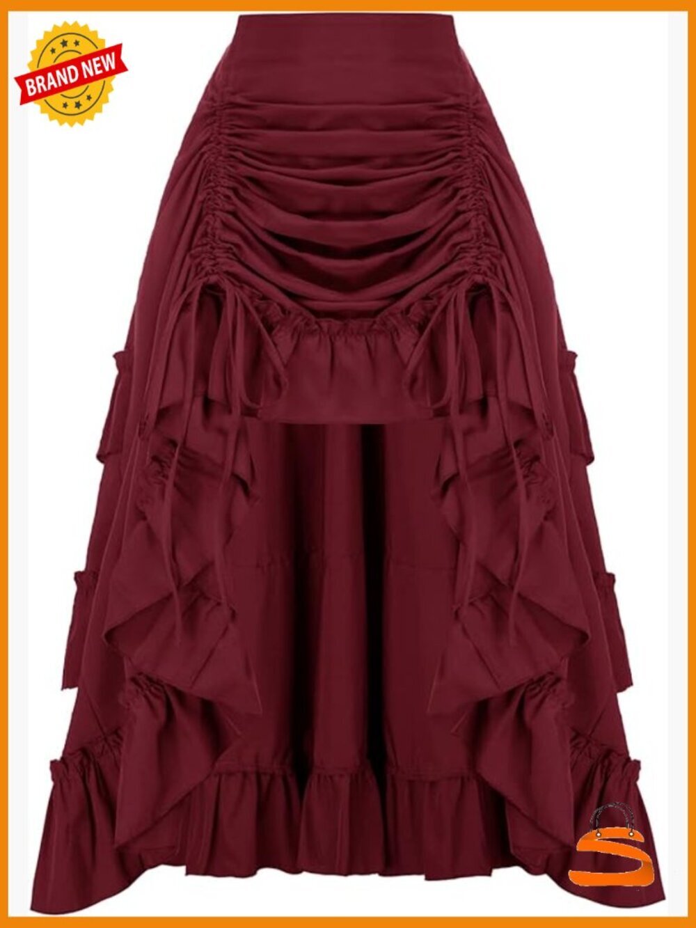 Victorian Steampunk High-Low Bustle Skirt Summer Gothic A-Line Maxi